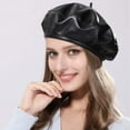 thumbnail image 3 of YooGuoGuo Beret Hat Faux Leather Beanie Cap French Artist Beret Cap, 3 of 7