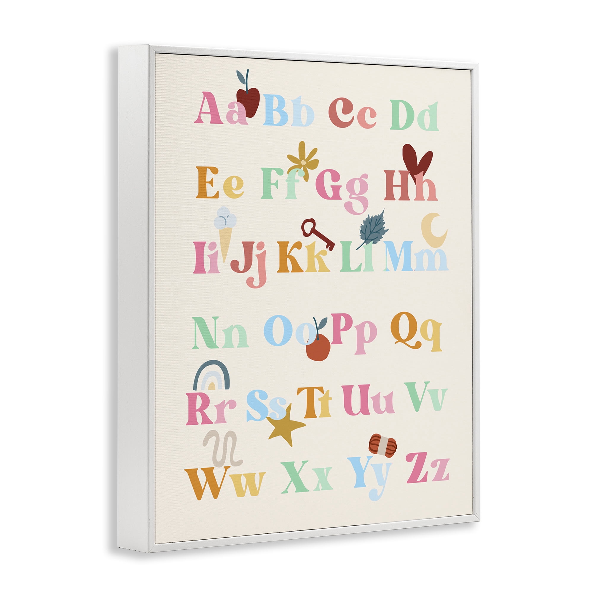 Stupell Industries Fun Alphabet Chart Novelty Painting White Framed Art Print Wall Art, 24 x 30