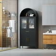 thumbnail image 5 of Gaeanet 73" H Metal Arched Cabinet with 4 Door &1 Drawer, Arched Bookcase with 2 Shelves,Modern Farmhouse Versatile Bookshelf for Home Office, Bedroom,Kitchen,Black,Assembly Required, 5 of 7