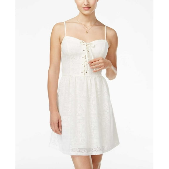 Be Bop Juniors Crochet Lace Sweetheart Dress, Ivory, X-Large