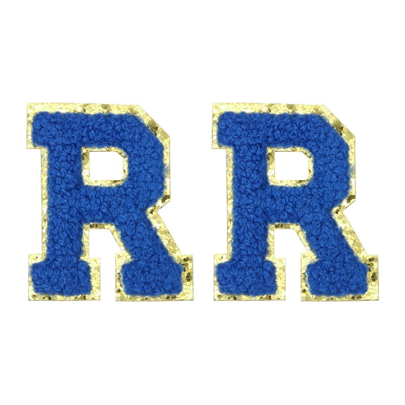 Uxcell Chenille Letter Patches 2.2" Self Adhesive Letter R Stick on Embroidered Patch for Clothing Repair (Blue, Pack of 2)