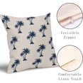 thumbnail image 3 of Tropical Palm Tree Pillow Covers 16x16 Inch Navy Blue Coconut Trees Coastal Plants Decorative Pillow Cases Summer Beach Vintage Cushion Covers Farmhouse Home Decor For Sofa Couch Outdoor Set of 2, 3 of 6
