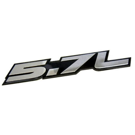 5.7L Liter in SILVER on BLACK Highly Polished Aluminum Car Truck Engine Swap Nameplate Badge Logo Emblem for Toyota Tundra Sequoia V8 Chevy 350 Tahoe Suburban 1500 Camaro Dodge Challenger