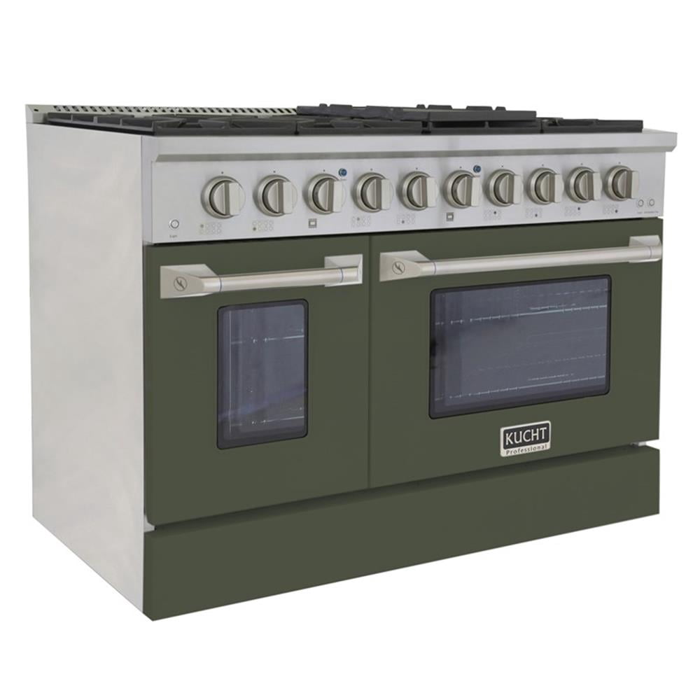 Pemberly Row 48" 6.7 cu. ft. Natural Gas Range w/ Convection Oven in Olive Green