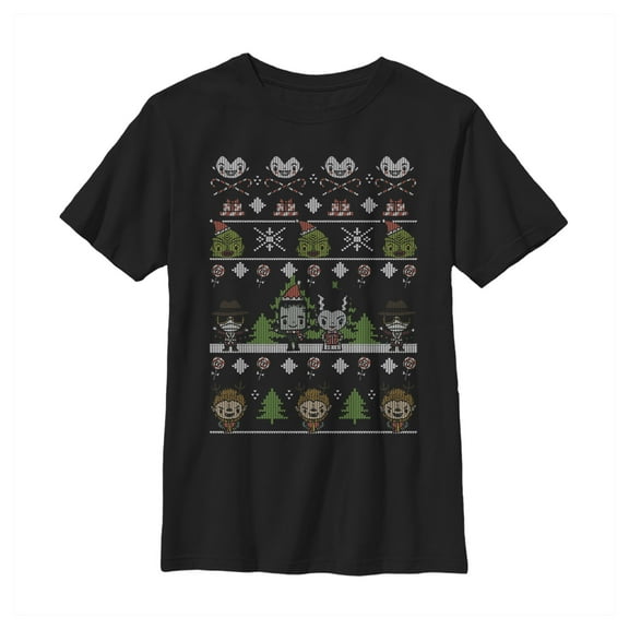Boy's Universal Monsters Ugly Christmas Style  Graphic Tee Black X Small