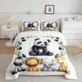 thumbnail image 2 of Manfei Jungle Panda Queen Comforter Set,Rustic Plant Leaf Bedding Sets,Zoo Elephant Zebra Bedding Comforter Set For Teens,Luxury Bedroom Decor Reversible,3-Piece, 2 of 8