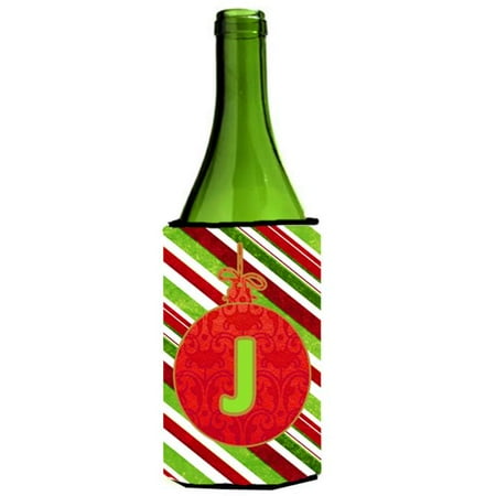 

Carolines Treasures CJ1039-JLITERK Christmas Ornament Holiday Initial Letter J Wine Bottle Hugger