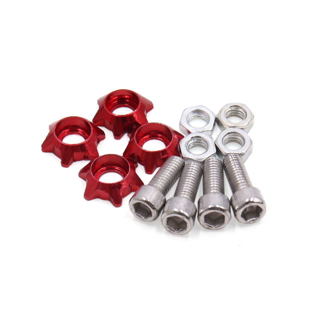 4Pcs Red Metal 6mm Thread Motorcycle Hexagon License Plate Bolts Screws