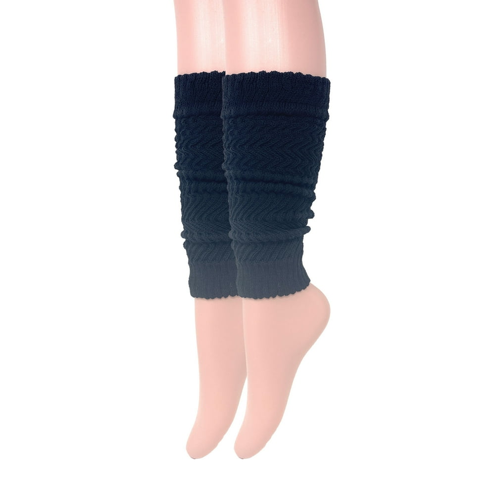 AWS/American Made Cotton Leg Warmers for Women Black 1 Pair Knitted