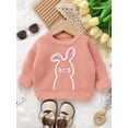 thumbnail image 4 of Suealasg Toddler Baby Girl Knitted Sweater Newborn Long Sleeve Bunny Embroidery Pullover 3M 6M 9M 12M 18M 24M 2T 3T Infant Easter Knitwear Jumpers Tops, 4 of 8