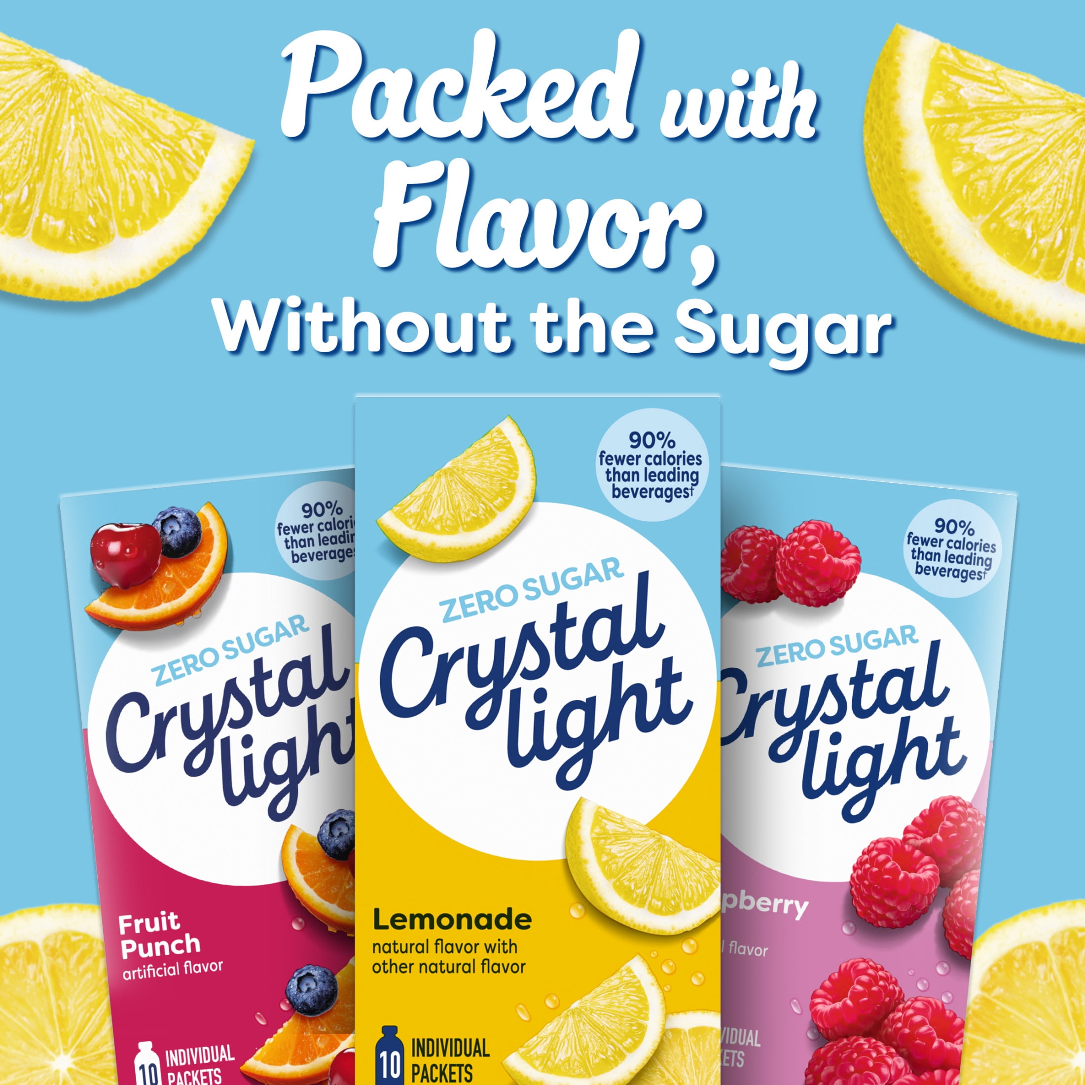 Crystal Light Drink Mix, 10 Packets, for Convenient On-the-Go Flavorful Hydration, Lemonade Natural Flavor With Other Natural Flavors, Zero Sugar, 1.4 oz