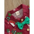 thumbnail image 5 of Qiylii Baby Boy Christmas Romper Lapel Neck Bow Tie Crotch Button Loose Bodysuit, 5 of 8