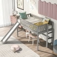 thumbnail image 2 of Twin Bunk Beds with Slide Floor Loft Bed Solid Wood Twin Size Low Loft Bed with Slide and Ladder No Box Spring Required, 2 of 7