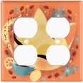 thumbnail image 2 of Metal Light Switch Wall Plate Outlet Cover (Coffee Bean Cat Lover Flower Orange - Double Duplex), 2 of 2