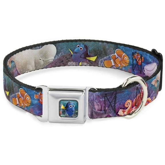 Disney Pet Collar, Dog Collar Metal Seatbelt Buckle, Dory Friends Under the Sea, 13 to 17 Inches 1.5 Inch Wide