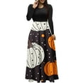 thumbnail image 1 of Enjoytime Robes d'Halloween pour Femmes Vintage Imprimées Manches Longues Col Rond Patchwork Longue Robe Décontractée Élégante Gothique Robe de Soirée Noire TG, 1 of 3