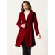 thumbnail image 3 of Abrigo de Terciopelo para Mujer con Doble Botonadura y Cuello Alto Gabardinas de Invierno Rojo oscuro M, 3 of 5