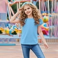 thumbnail image 2 of CYRBOKO T-shirts for Toddler Girls, 2025 Casual Comfy Flutter&nbsp;Sleeve Summer Tops Sky Blue Size 4-5 T, 2 of 9