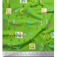 thumbnail image 1 of Soimoi Green Georgette Viscose Fabric Colorful Alphabets Text Decor Fabric Printed Yard 42 Inch Wide, 1 of 3