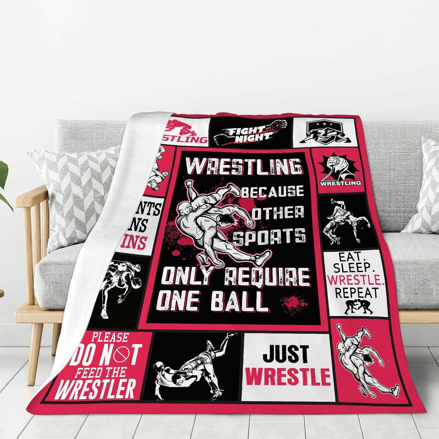 Wrestling Blanket Wrestling Throw Blanket Soft Fleece Flannel Bedding Wrestling Gifts for Men Wrestler Boys Women Girls Lovers Adults Stuff Plush for Couch Sofa Bed Room Decor 40"X50"