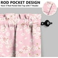 thumbnail image 3 of Floral Kitchen Curtains 24 Inch Length Pink Window Curtain Over Sink Spring Small Short Tier for Bathroom Cafe Rod Pocket (2 Panels, 27.5" W x 24" L), 3 of 6