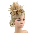 thumbnail image 3 of NMMUED Church Fascinator Hats for Women Formal Dress Hat Statement Feather Mesh Detail Wedding Guest Garden Party Tea Party Elegant Headpiece Yellow, 3 of 9