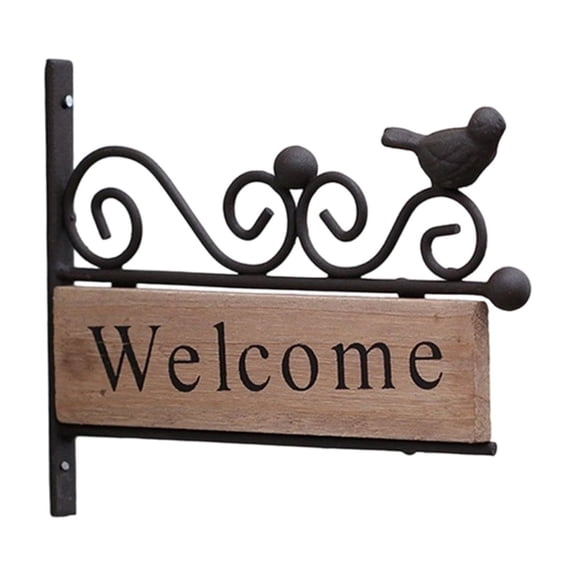 SLYNSHome Cast Iron Door Welcome Sign,Heavy Duty Wall Mount Birds Welcome Plaque Front Door Sign for Door, Entrance, Porch of Home