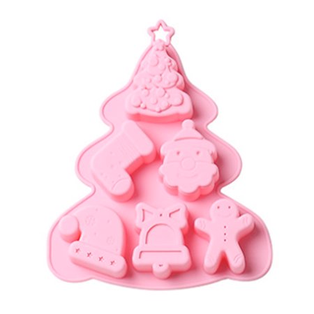 

Geruite Christmas Baking Molds Fondant Candy Chocolate Cake Jelly Molds for Christmas Birthday New Year Party Cake Decoration 6 Shapes DIY Non Stick Silicone Molds For Holiday Decoration