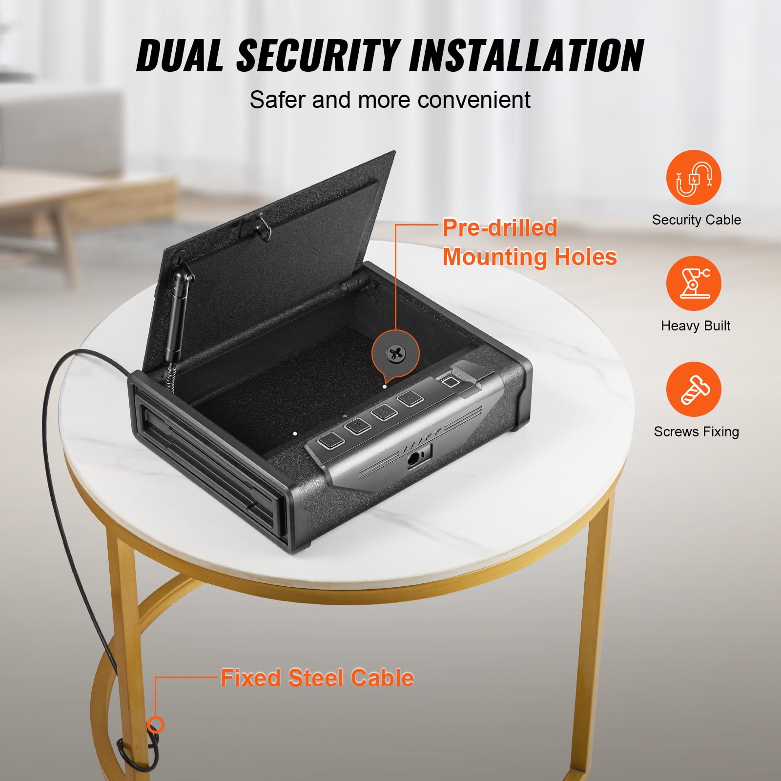 VEVOR Pistols Safe, Biometric Pistol Safe with Three Quick Access Ways of Fingerprints, Passwords and Keys, Handgun Safe for 2 Pistols for Home, Bedside, Nightstand, Car