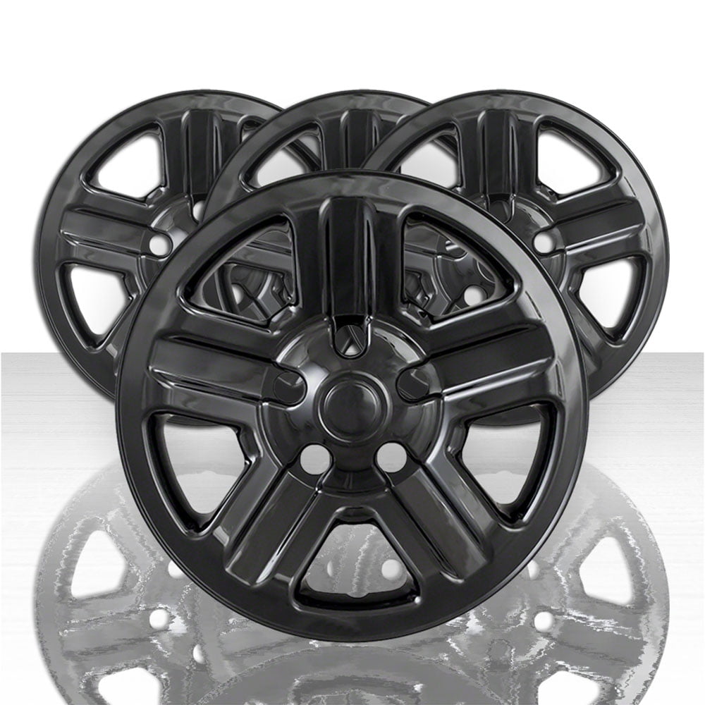 Set of 4 16" 5 Indented Spoke Wheel Skins for 0718 Jeep Wrangler Gloss Black