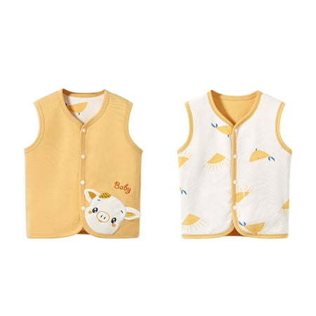 

Toddler Jacket Christmas Girls Boys Winter Sleeveless Warm Cartoon Pig Elephant Dog Prints Fall Tops Clothes Coat Size 6-12 Months