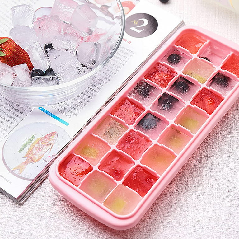 2 Pcs Ice Cube Tray Large Square Silicone Ice Cube Tray with Lid