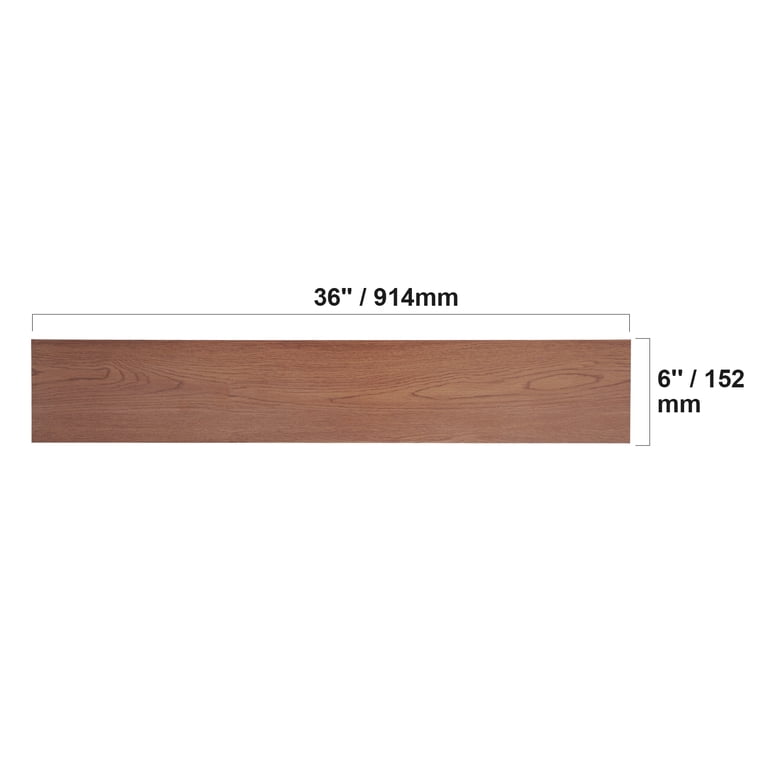 KFFKFF Stick-On Vinyl Floor Tiles, 36x6 inches, Set of 36, 2.5mm