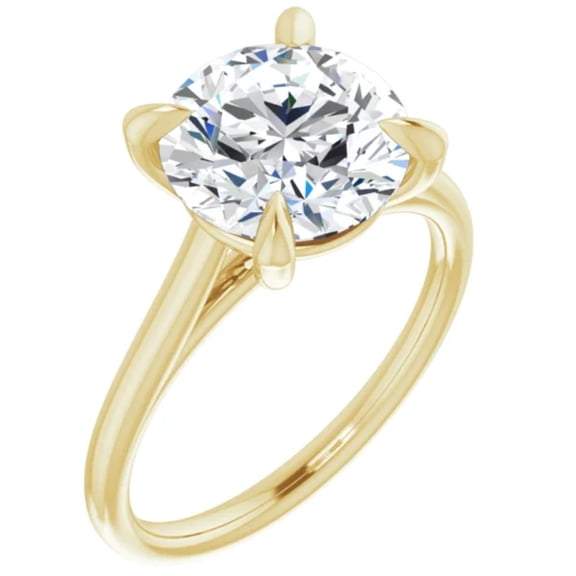 3 Carat Round Lab Diamond Engagement Ring Yellow Gold