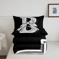 thumbnail image 5 of Erosebridal Monogrammed B Bedding Sets Twin with Comforter, Initial Letter Duvet Insert, Gray Bow Reversible Down Comforter, Super Cozy Bedroom Decor, 2 Pieces, 5 of 8