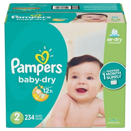 Pampers Baby Dry One-Month Supply Size 2 Diapers 234 Count