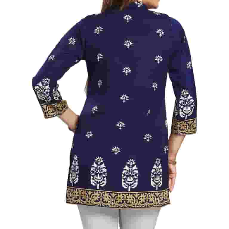 Bimba Donna Rustico Cotone Blu Kurta Kurti Tunica Floreale Manica 3/4 Abbigliamento Indiano Blu rustico. 12 Bimba Donna Rustico Cotone Blu Kurta Kurti Tunica Floreale Manica 3/4 Abbigliamento Indiano Blu rustico. 12