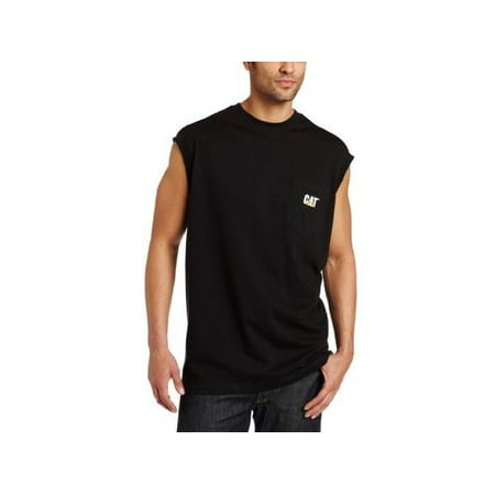 Caterpillar Cat Trademark Sleeveless Pocket Tee, Black, Large, Black, Size Large