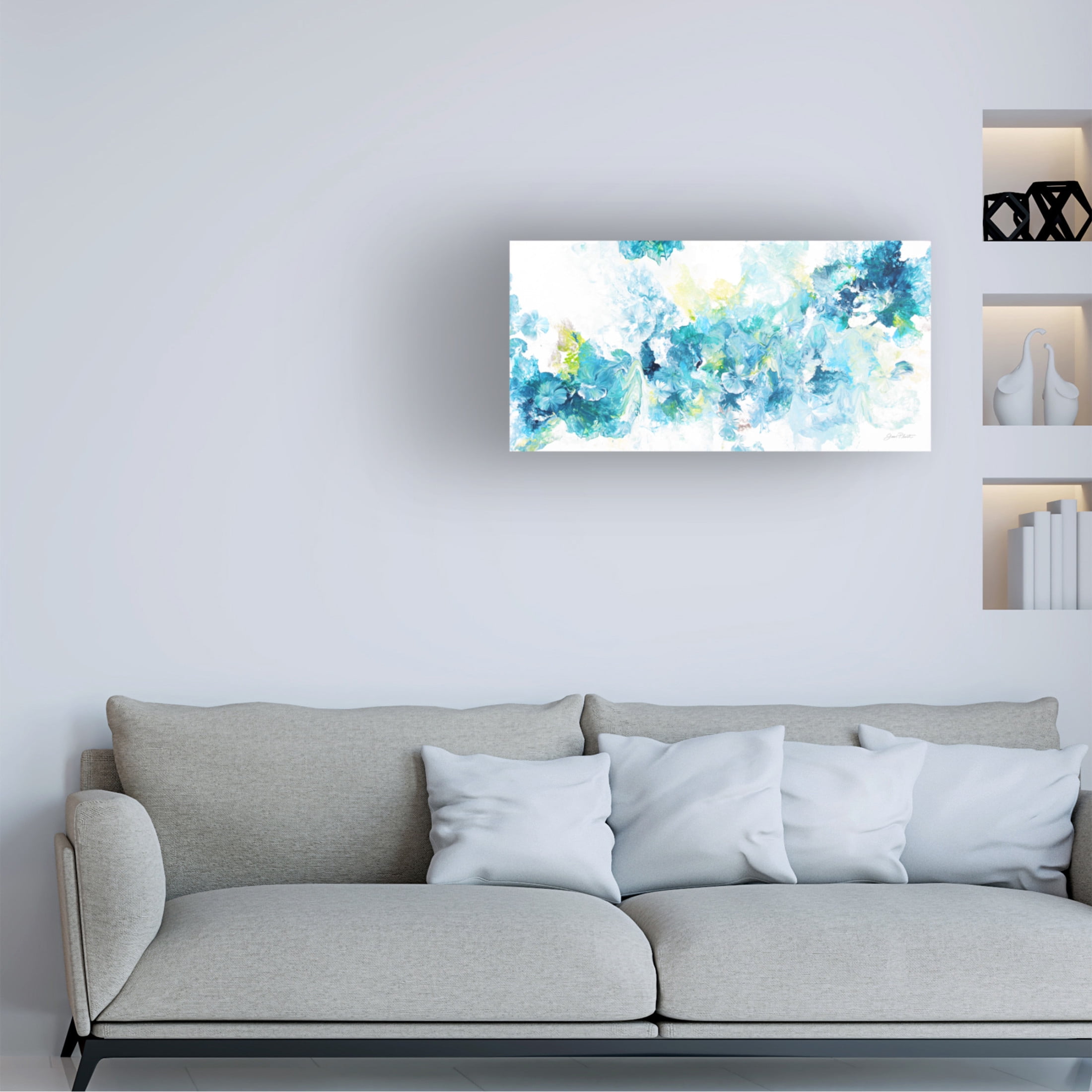 Canvas Wall Art - Jean Plout 'Abstract Pouring V' Wall Art for Living Room, Bedroom, or Office Décor by Trademark Fine Art - 32 x 16 Inches