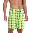 thumbnail image 2 of Lsque yellow and green houndstooth Pattern Mens Sleep Pajama Shorts,Short Pajama Pants, Cotton Ultra-Soft Knit-Small, 2 of 6