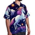 thumbnail image 2 of Starry Unicorn Men's Casual Printed Poplin Short Sleeve Button Down Beach Shirt with Spread Collar Top, 2 of 6