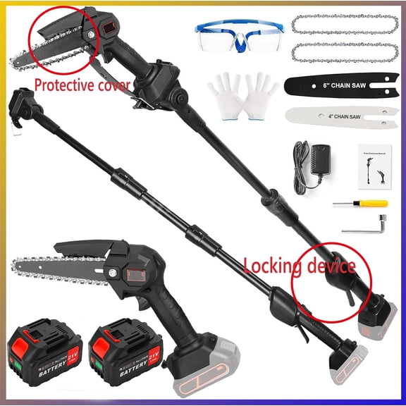 4" & 6" Extendable Cordless Chainsaw Battery Powered Portable Pole Electric Saw