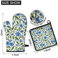 thumbnail image 6 of Blue Pioneer Flower Kitchen Oven Mitt and Pot Holder Sets 4 Pcs for Baking, Cooking and Grilling, Heat Resistant Up To 392 °F, 6 of 7