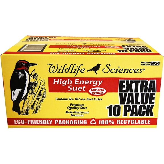 Suet Cake Variety Packs | 10.5 oz. Wild Bird Suet Cakes | High Energy, 10 Pack