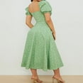 thumbnail image 4 of EIMELI Robe Boho Cottagecore pour Femmes à Manches Bouffantes Robe Vintage à Encolure Carrée Robe Fendue à Fleurs Flatteuse Maxi Longue Robes d'Été, 4 of 7