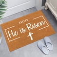 thumbnail image 6 of CoreLiving Easter Coir Doormat Outdoor Mat He Is Risen Welcome Door Rug Layered Striped Spring Doormat for Front Porch Entryway Decor Black and White Large 24x16 Inch, 6 of 7