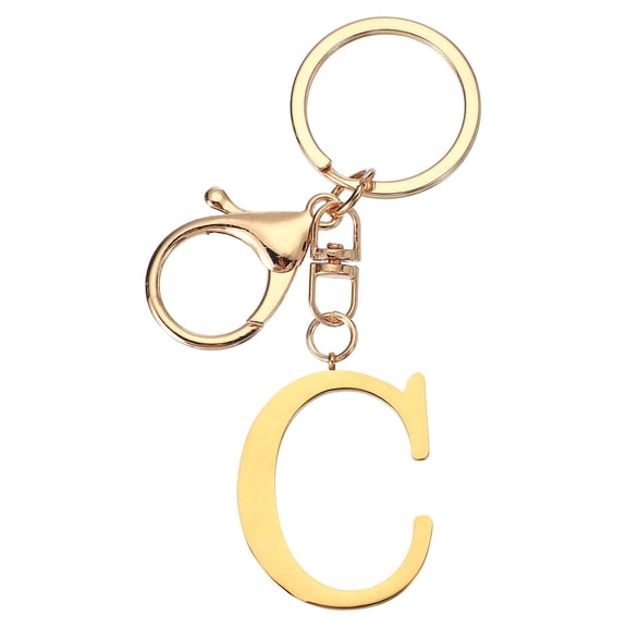 Uxcell Initial Letter Key Chain, Letter A-Z Keychain Initials Keyring Alphabet Keyrings for Keys, Golden (C)