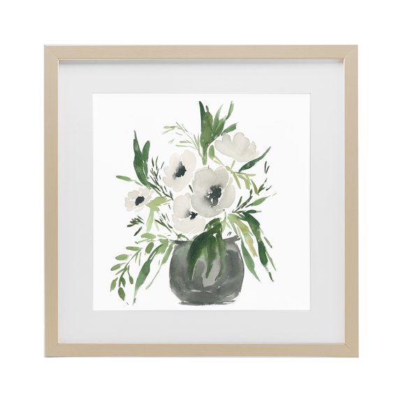 Stupell Industries Shabby Chic Rounded White Anemones Birch Framed Print Under Glass, 16 x 16, by Lucille Price