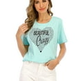 thumbnail image 6 of XCHQRTI Heart Tshirt for Women Graphic Tee Tops Beautiful Crazy Love Letter Printed Casual Short Sleeve Concert Shirts, 6 of 6