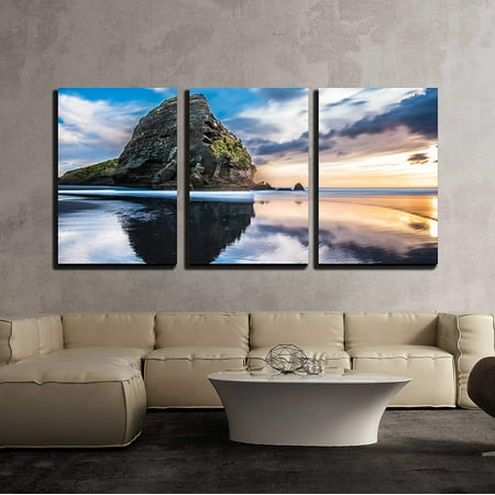 wall26 3 Piece Canvas Wall  Art  Piha Beach at Sunset 